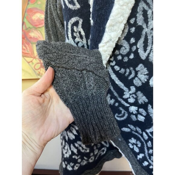 Sleeping On Snow XS Wool Blend Blue Fair Isle Open Cardigan Sweater - Picture 11 of 12
